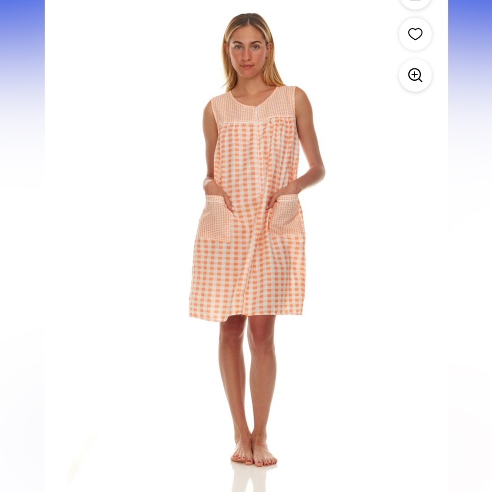 Peach Checkered Women's Pajama Dress